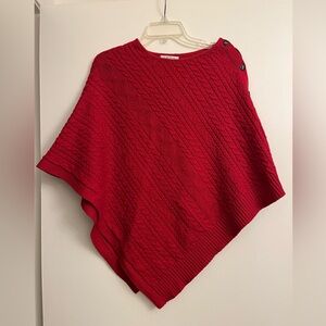 Orvis Red Cable Knit Poncho